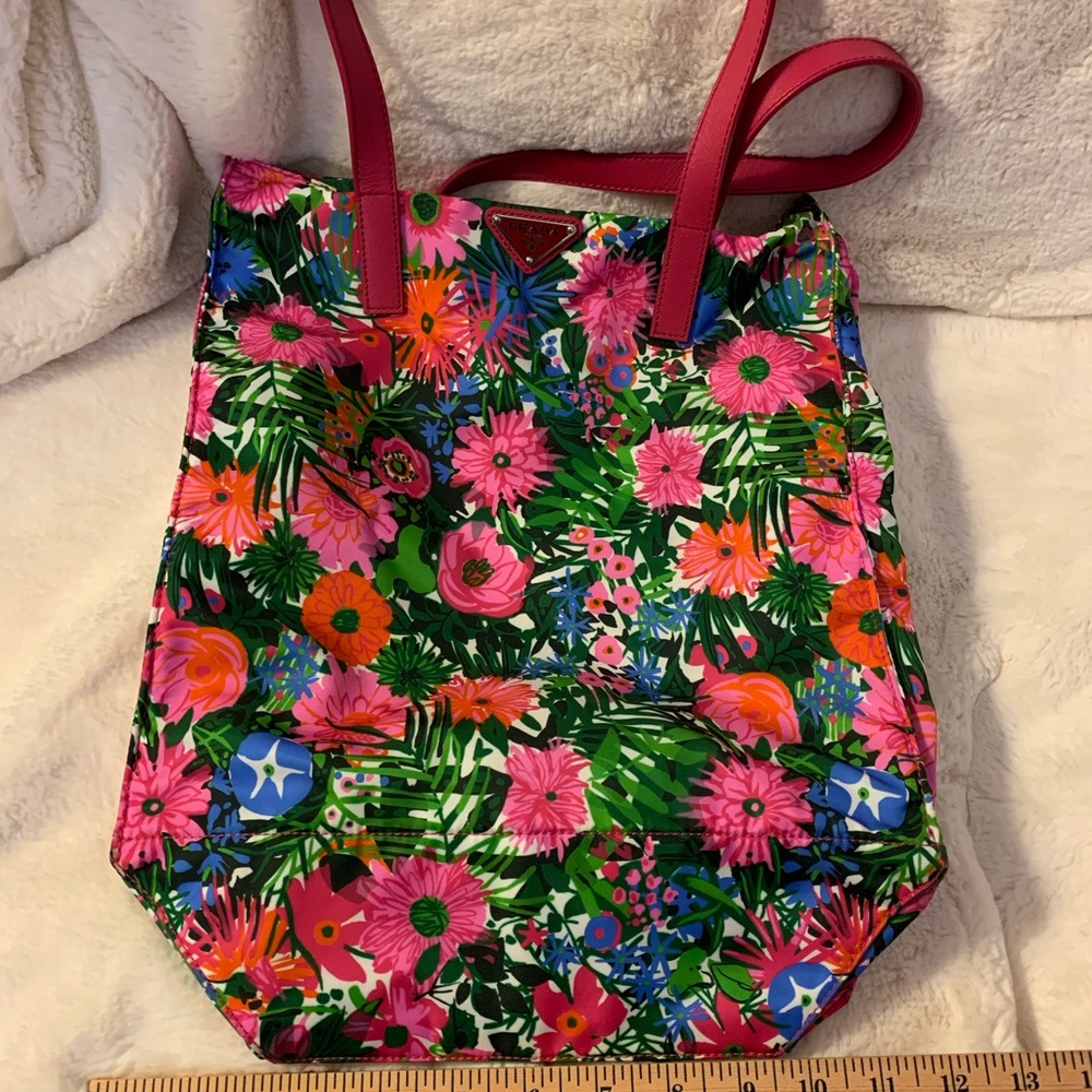 Prada Pink Floral Tessuto Tote
